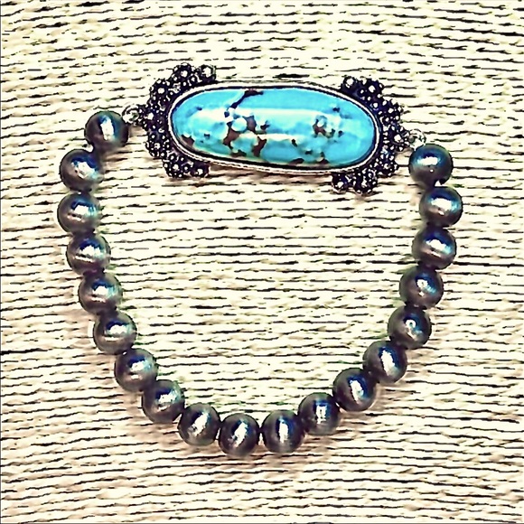 TURQUOISE CONCHO NAVAJO PEARLS BRACELET LAST 1 STRETCHES TO FIT ALL  NEW - Picture 10 of 13